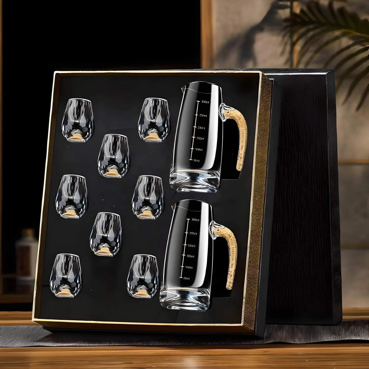 Crystal Elegance 10-piece white wine glass set with gold accents and crystal clarity