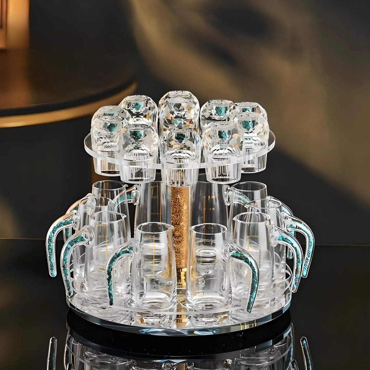 Crystal Elegance 10-piece white wine glass set with gold accents and elegant covers for stylish hosting