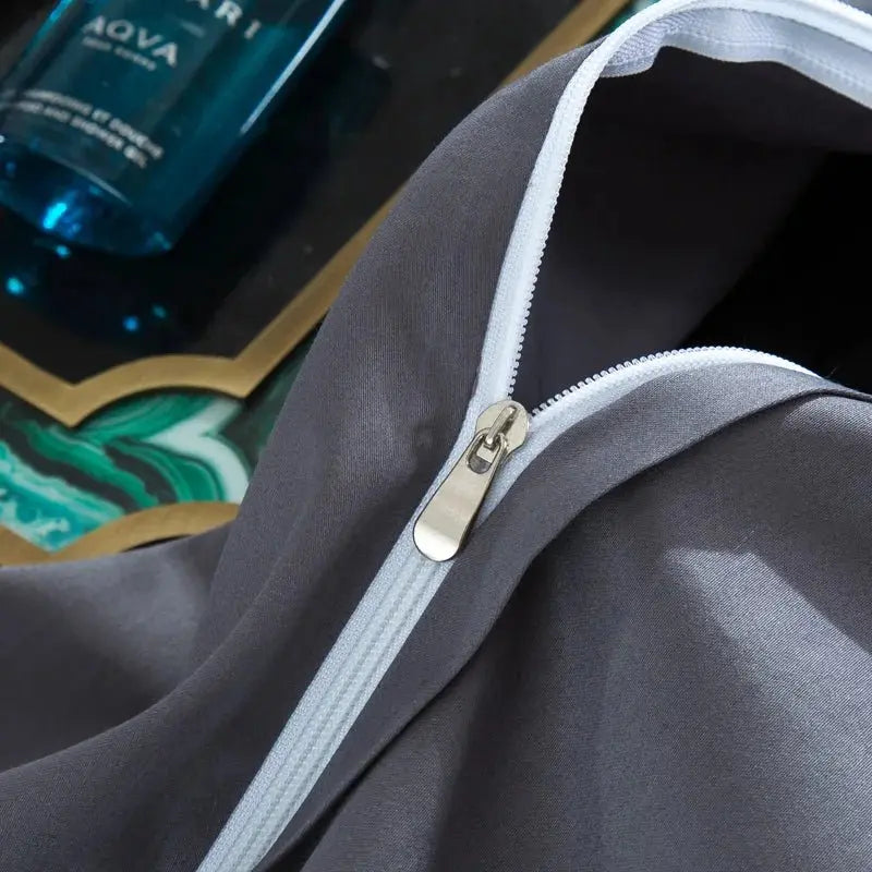 IvaRose Luxury Blue Black Silk Satin Bedding Set - Queen/King Size - Julia M LifeStyles