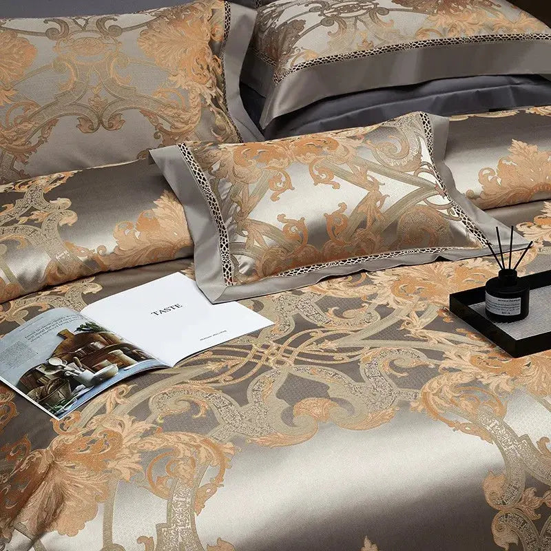 Silk-Like Satin 4-Piece Duvet Cover Set with Double Stitching & Pillowcases - Julia M LifeStyles