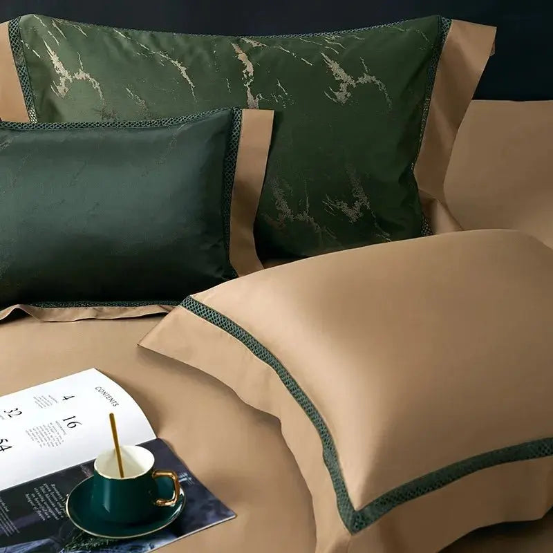 Silk - Like Satin 4 - Piece Duvet Cover Set with Double Stitching & Pillowcases - Julia M LifeStyles