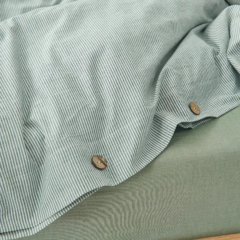 Ultra Soft 100% Washed Cotton Grey Stripe Duvet Cover Set with Sheet & Pillowcases - Julia M LifeStyles
