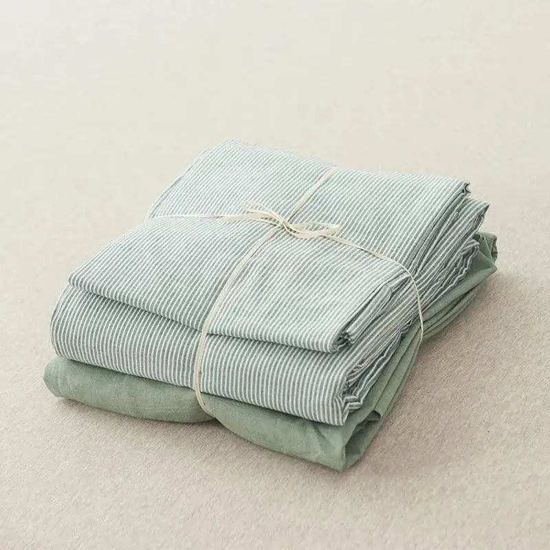 Ultra Soft 100% Washed Cotton Grey Stripe Duvet Cover Set with Sheet & Pillowcases - Julia M LifeStyles