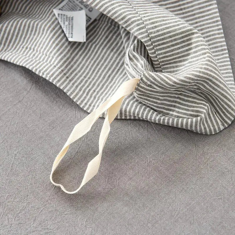 Ultra Soft 100% Washed Cotton Grey Stripe Duvet Cover Set with Sheet & Pillowcases - Julia M LifeStyles