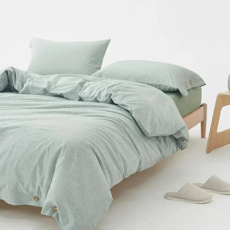 Ultra Soft 100% Washed Cotton Grey Stripe Duvet Cover Set with Sheet & Pillowcases - Julia M LifeStyles