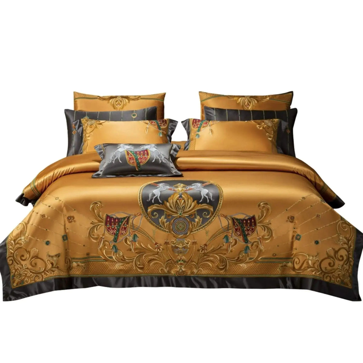 European Embroidery silk cotton bedspread set with palace style design for 1.8M bed