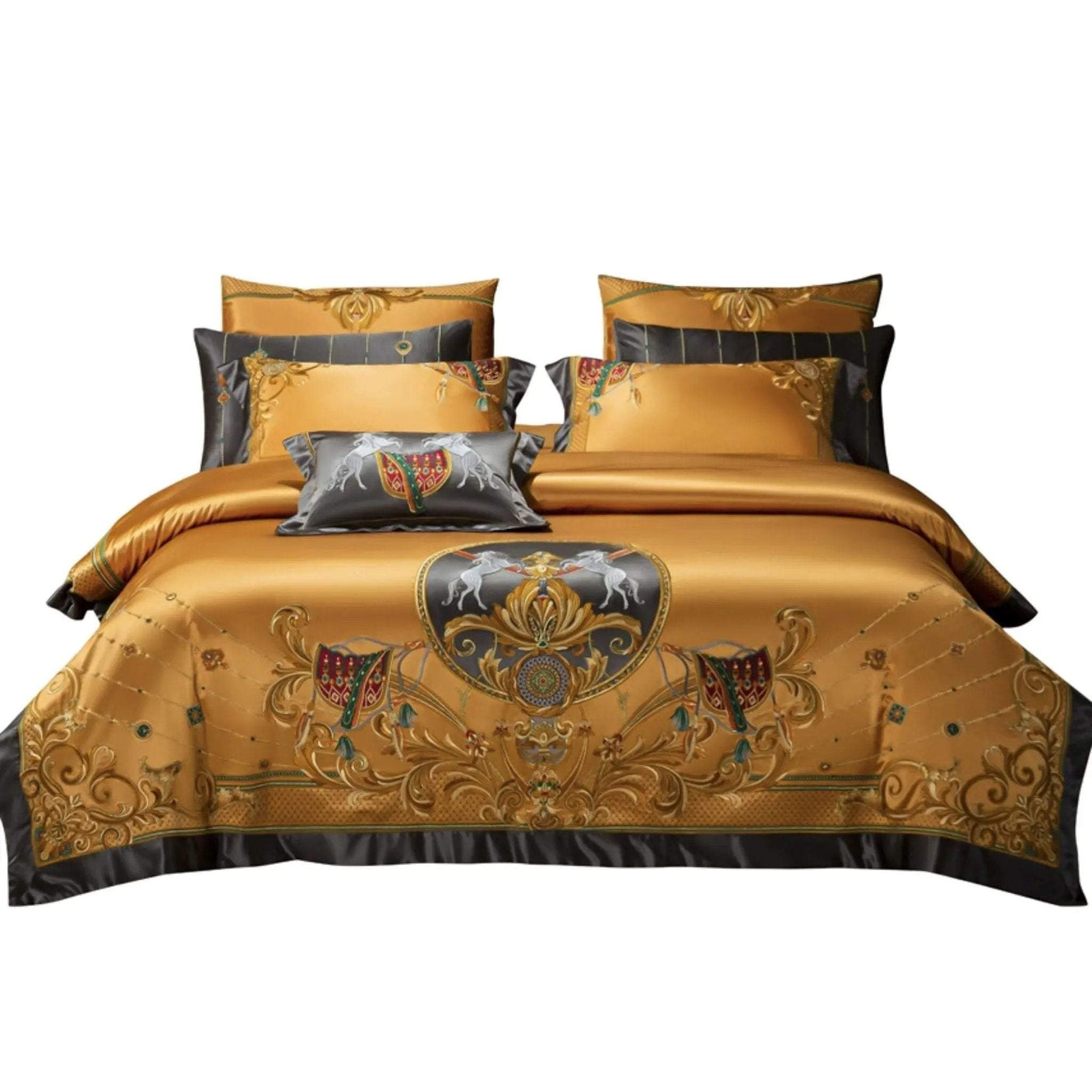 European Embroidery silk cotton bedspread set with palace style design for 1.8M bed