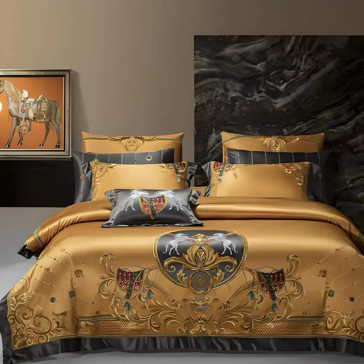 European embroidery silk cotton bedspread set with palace style design for 1.8M bed