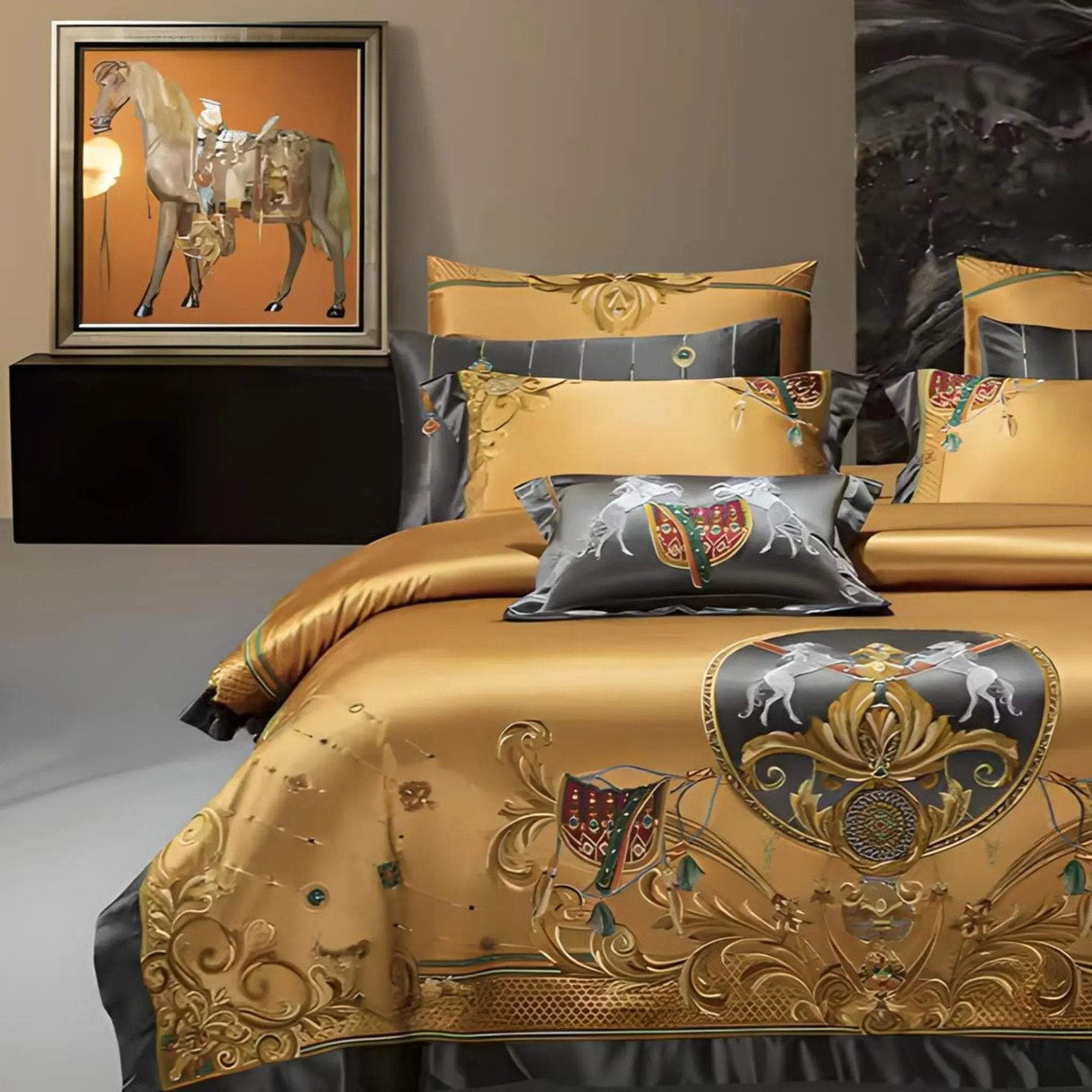 European Embroidery palace style silk cotton bedspread set for 1.8M bed with elegant stitching and luxurious satin weave