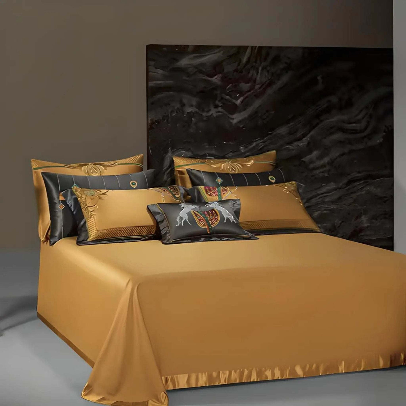 European Embroidery Palace Style silk cotton bedspread set for 1.8M bed with elegant embroidery and vibrant colors