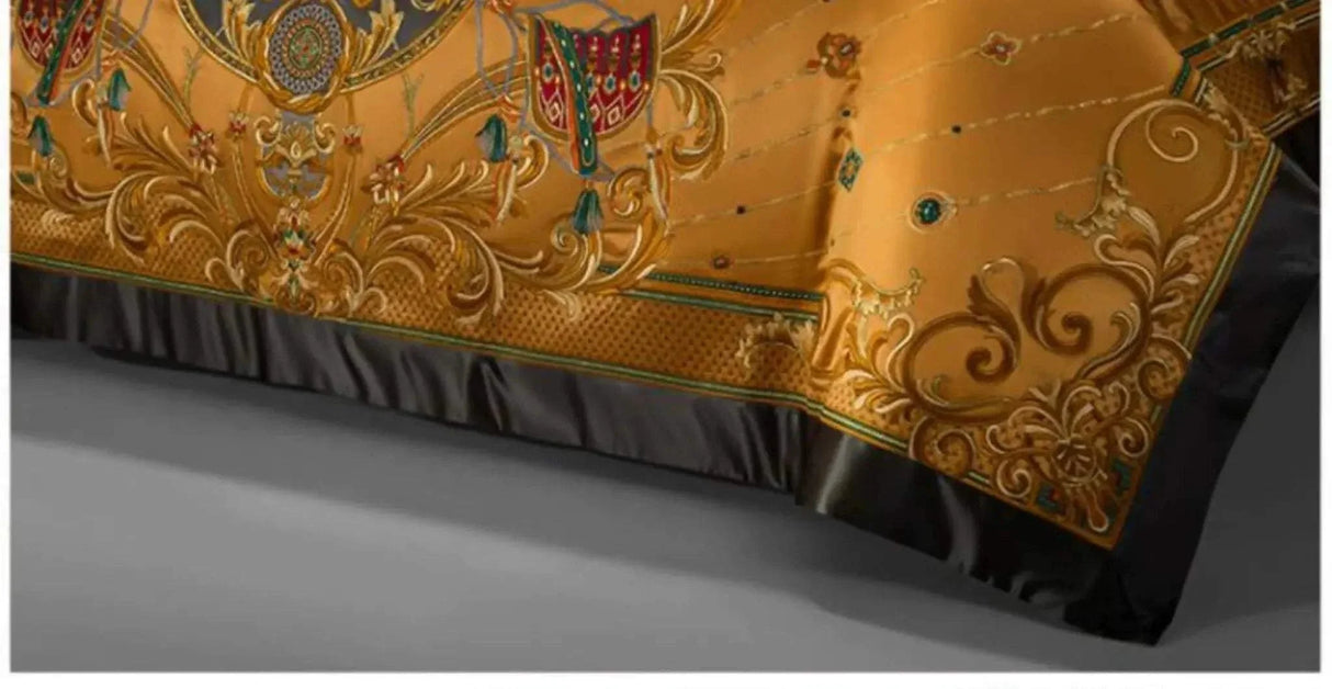 European Embroidery palace style silk cotton bedspread set on 1.8M bed with elegant embroidery and satin weave
