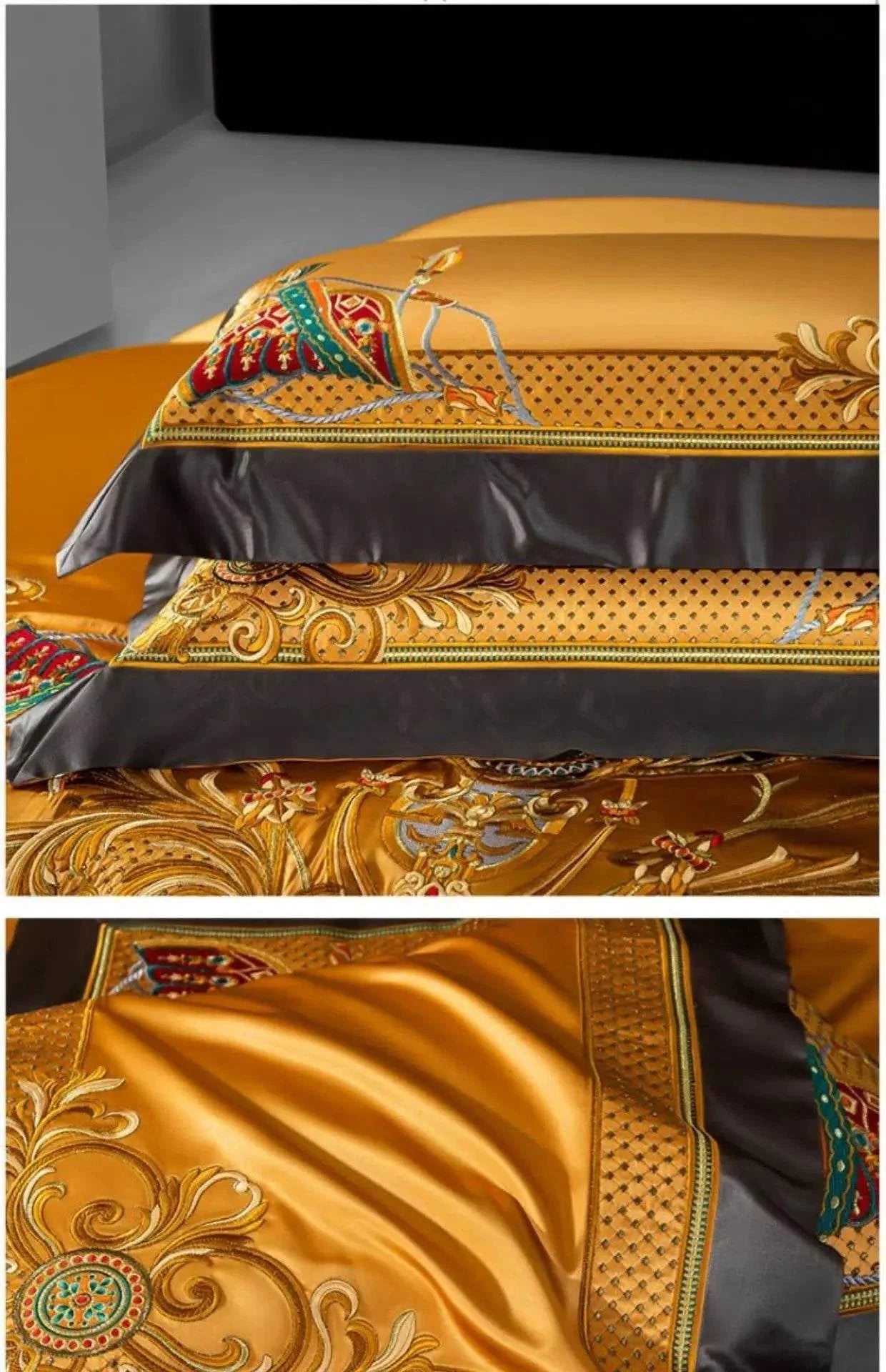 European Embroidery Palace Style Silk Cotton Bedspread Set on 1.8M Bed with Elegant Embroidery and Soft Cotton