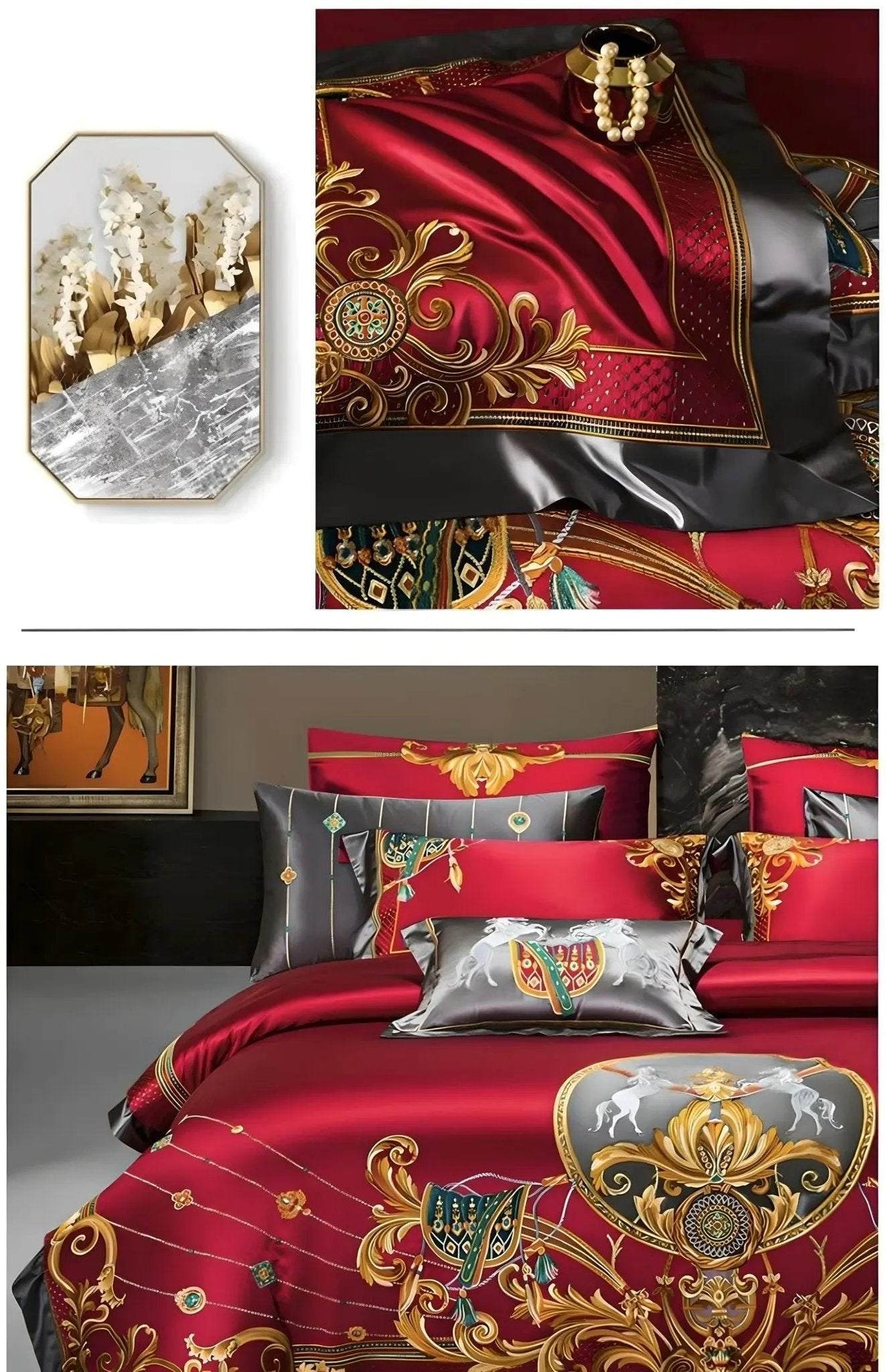 European embroidery silk cotton bedspread set for 1.8M bed with palace style design and vibrant colors