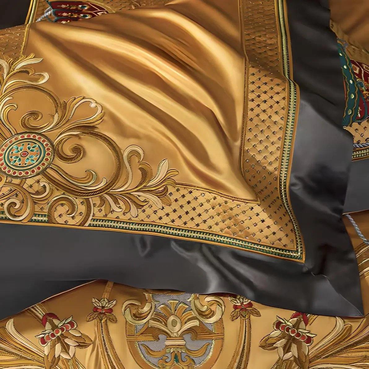European Embroidery silk cotton bedspread set for 1.8M bed with elegant palace-style design
