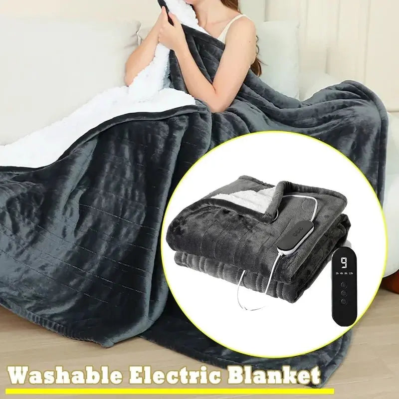 Flannel & Sheepskin Electric Blanket with 9 Heat Settings and Auto Shut-Off - Julia M LifeStyles