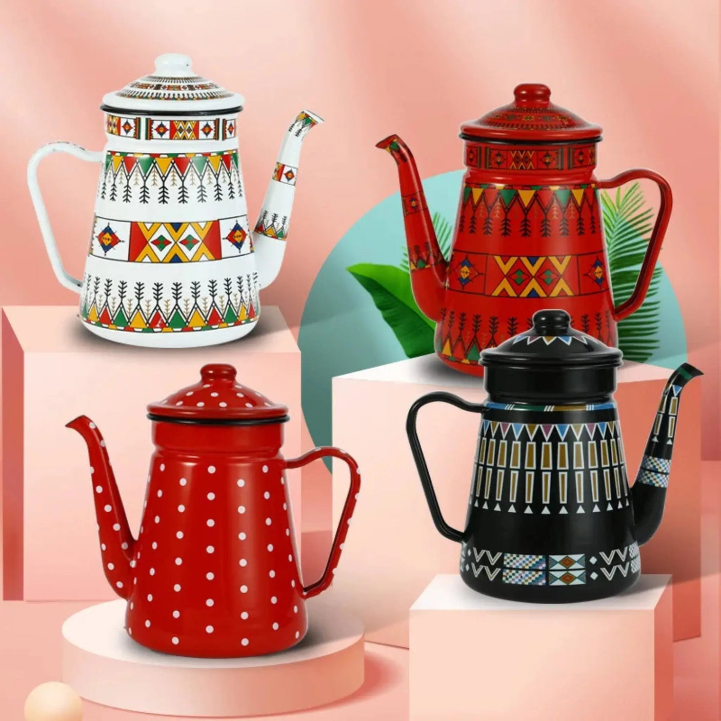 Julia M Enamel Coffee Pot 1.1L - American Style Fine-Mouth Kettle - Julia M LifeStyles