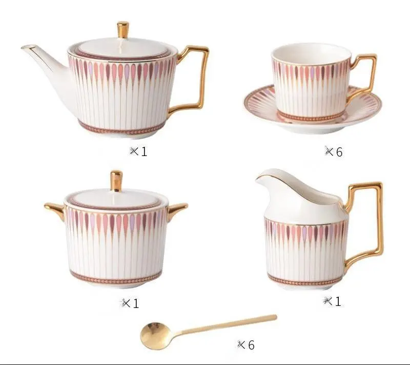 Luxury European-Style Bone China Tea Set for Six Julia M Home & Kitchen