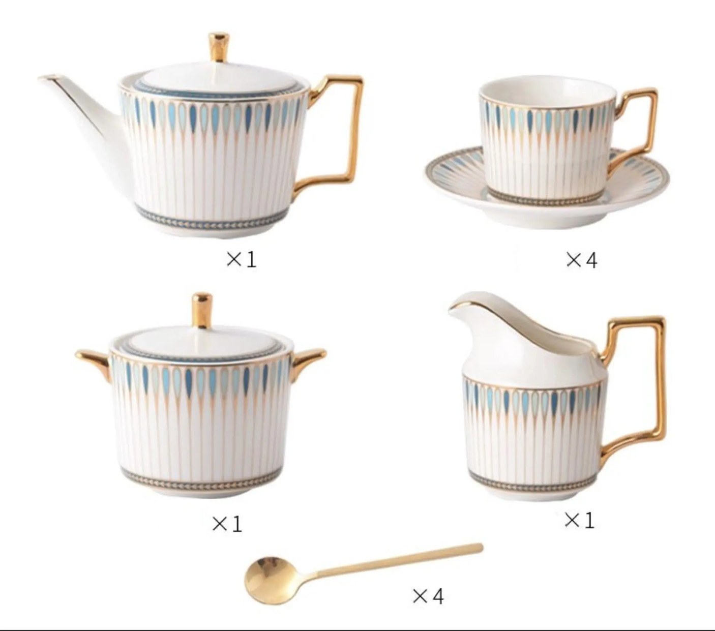 Luxury European-Style Bone China Tea Set for Six Julia M Home & Kitchen