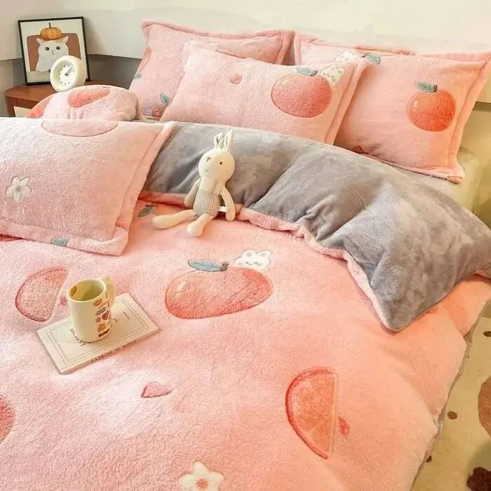 Warm Heart Flannel Fleece Duvet Cover Set - Julia M LifeStyles