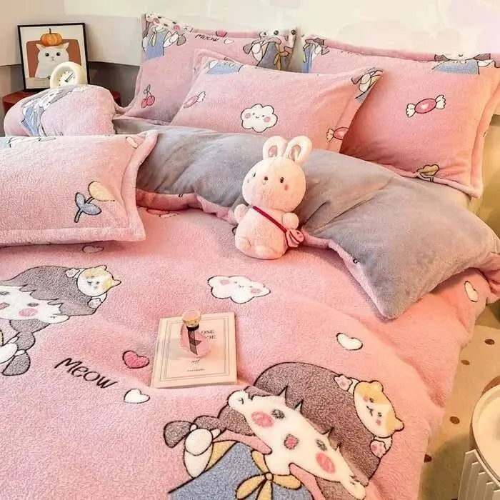 Warm Heart Flannel Fleece Duvet Cover Set - Julia M LifeStyles