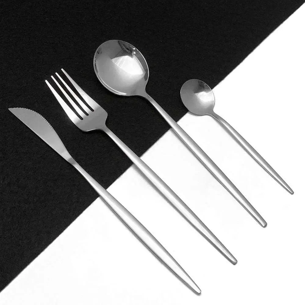 24Pcs/set Stainless Steel Black Gold/Black Cutlery set - Julia M LifeStyles