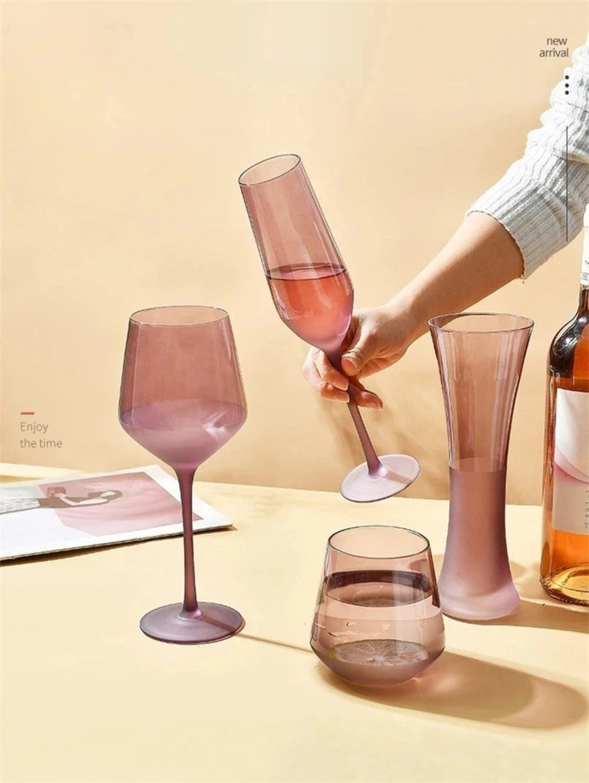 Purple Frosted Glass Wine Goblet: Elegant Champagne Cup Julia M Home & Kitchen