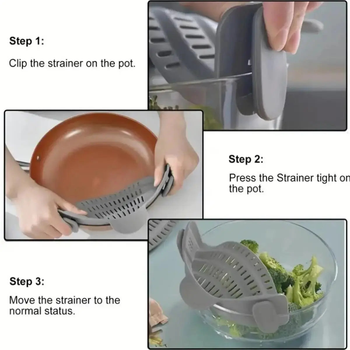 1pc, Strainer, Pot Strainer, Adjustable Clip On Strainer For Pots Pans And Bowls, Kitchen Pot Strainer - Julia M LifeStyles