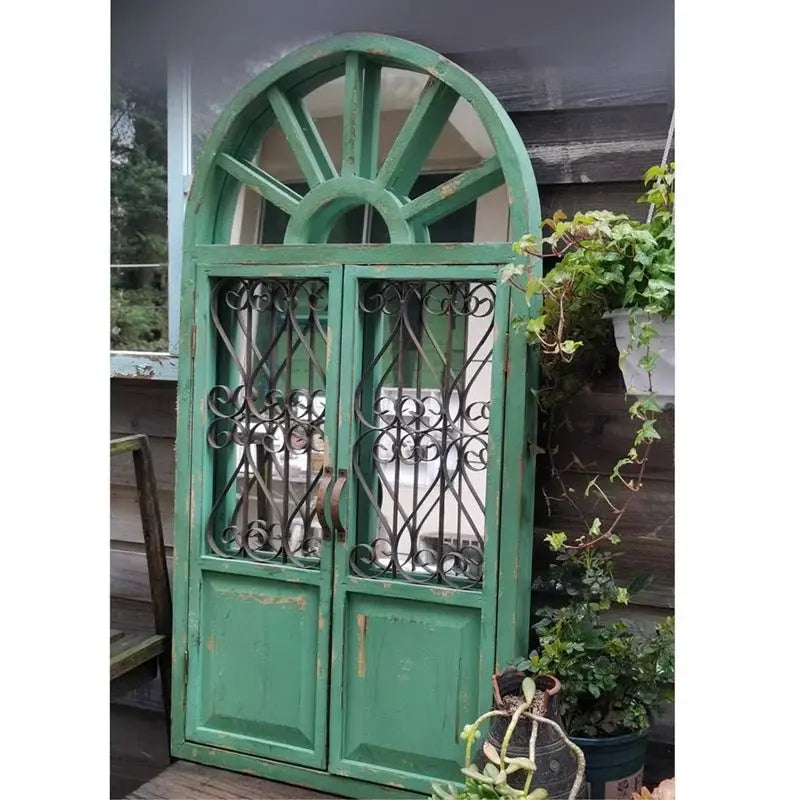 Handmade Vintage Arched Window Mirror in Blue Green White - Julia M LifeStyles