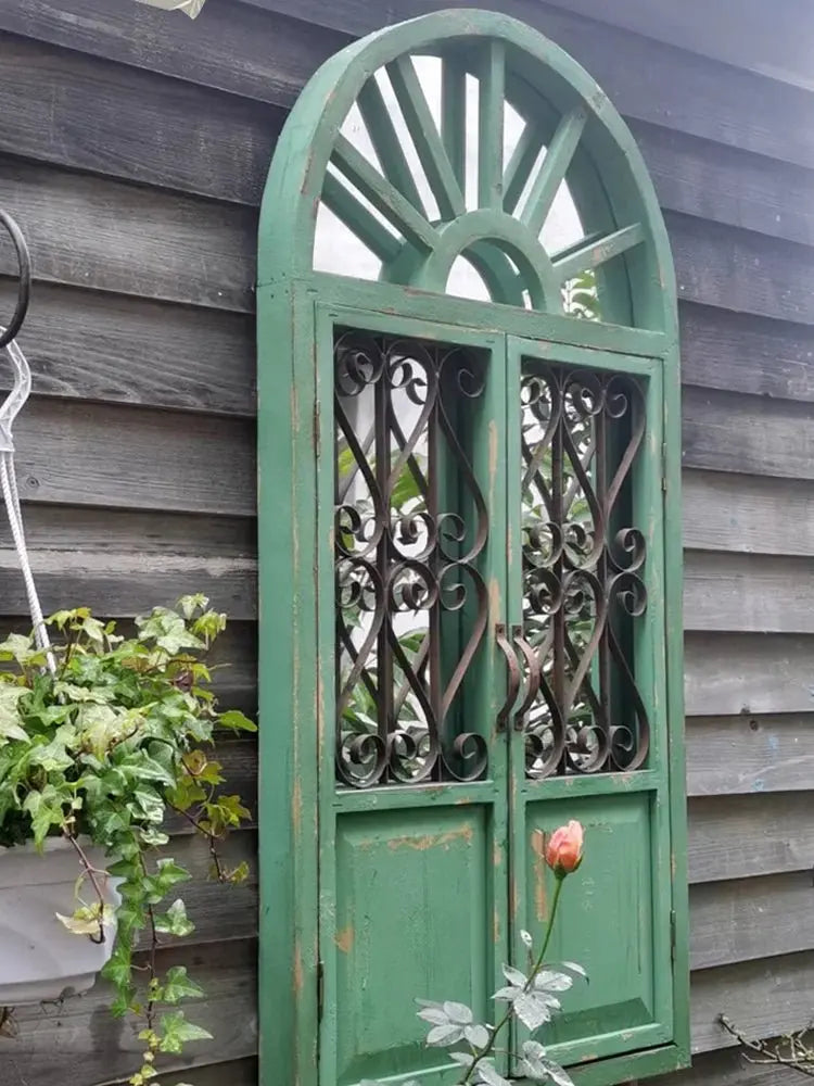 Handmade Vintage Arched Window Mirror in Blue Green White - Julia M LifeStyles