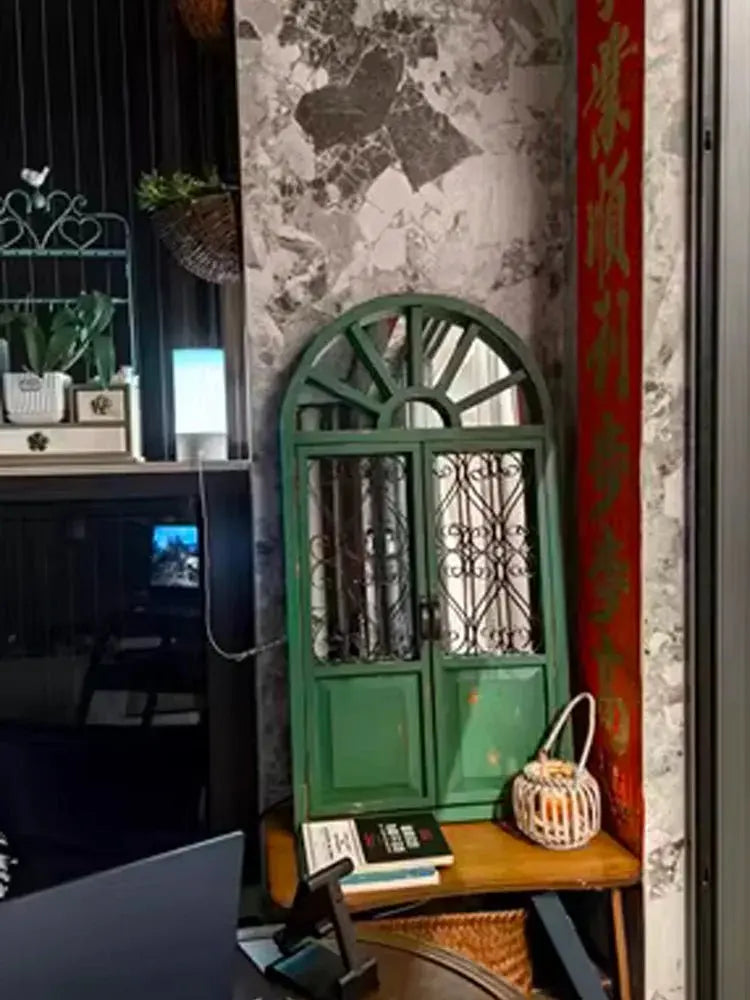 Handmade Vintage Arched Window Mirror in Blue Green White - Julia M LifeStyles