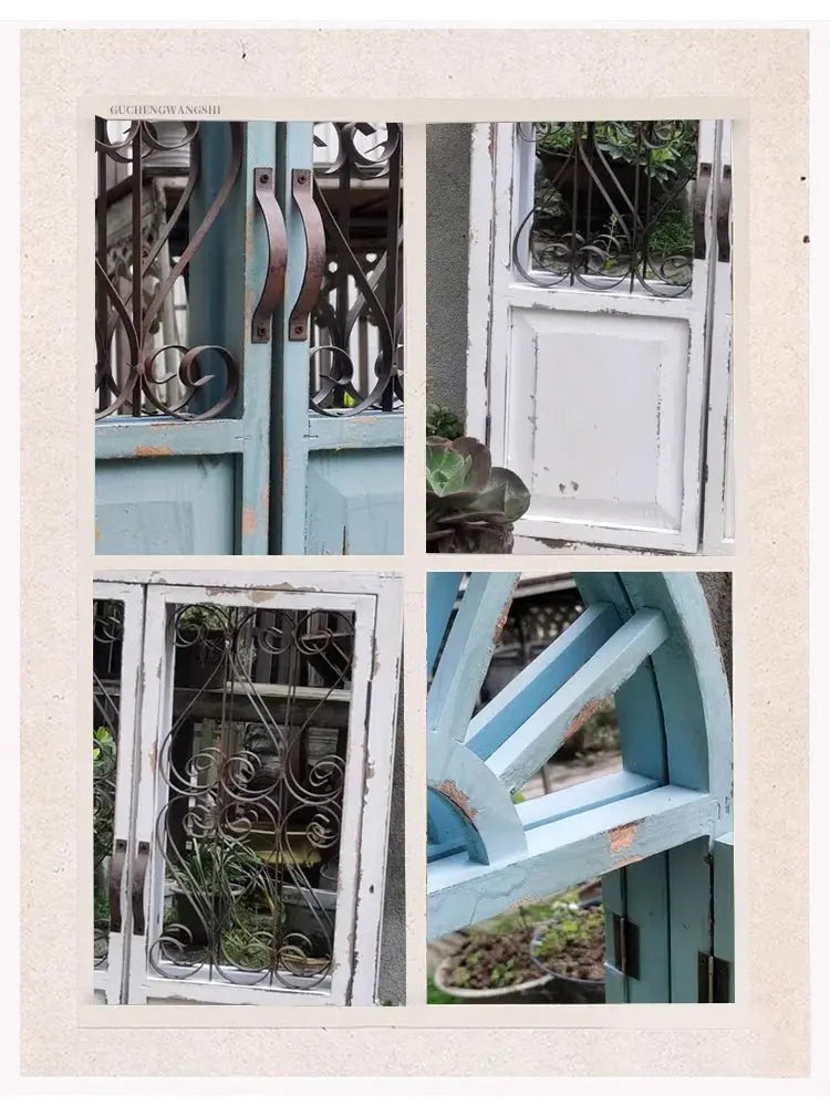 Handmade Vintage Arched Window Mirror in Blue Green White - Julia M LifeStyles