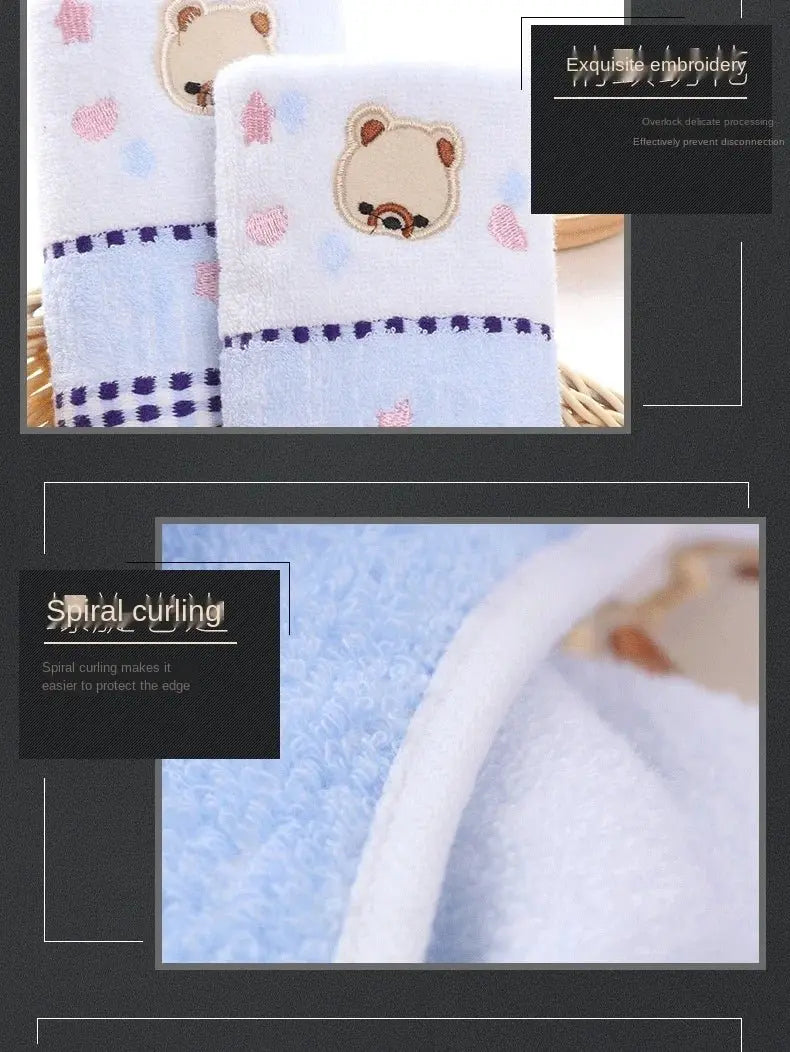 Cute Cartoon Bear Jacquard Cotton Face Towels - 2pcs Set - Julia M LifeStyles