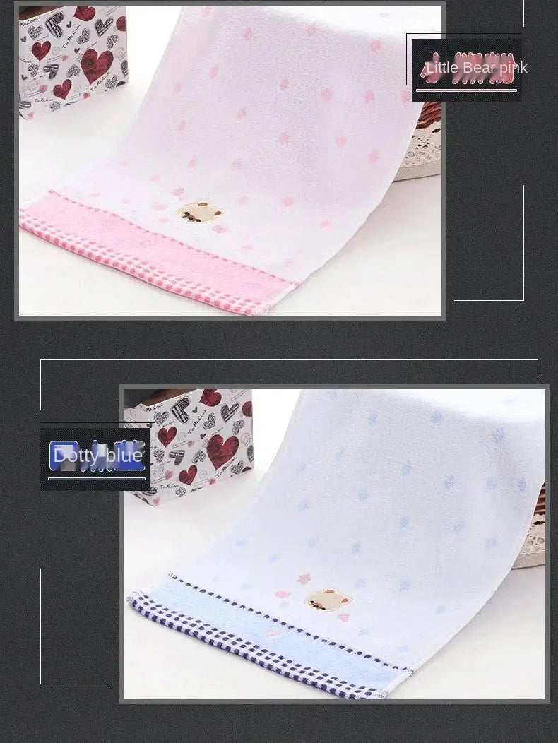Cute Cartoon Bear Jacquard Cotton Face Towels - 2pcs Set - Julia M LifeStyles