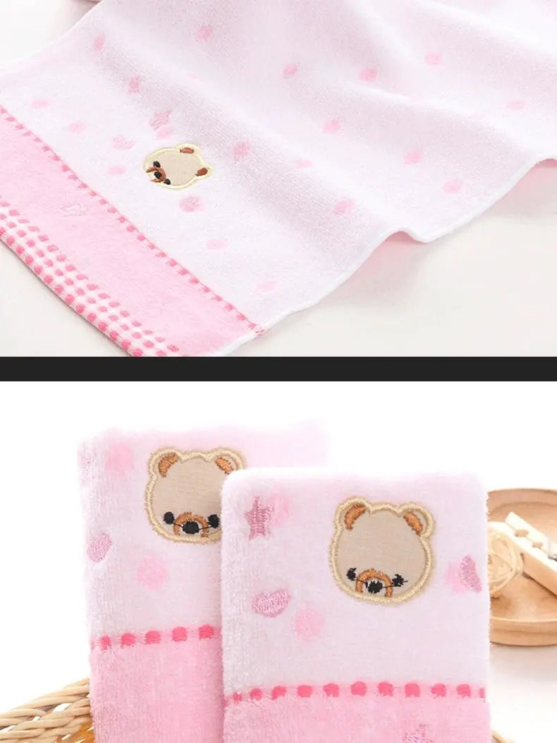 Cute Cartoon Bear Jacquard Cotton Face Towels - 2pcs Set - Julia M LifeStyles
