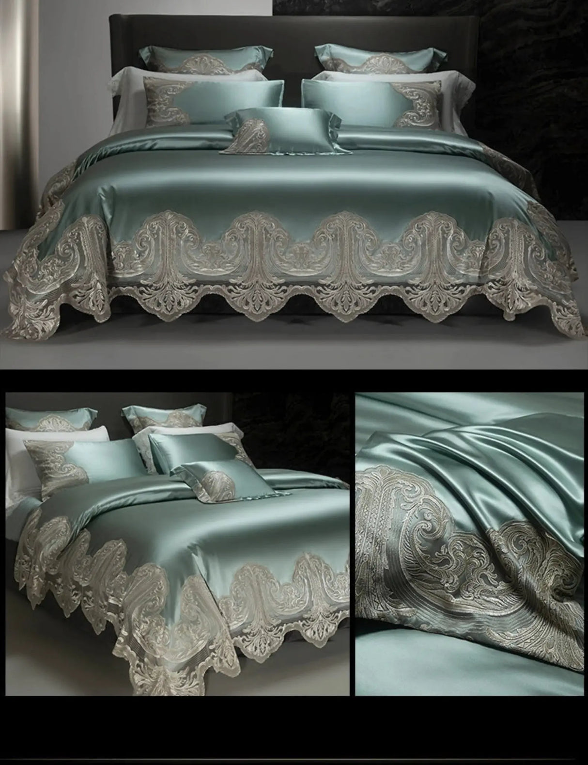 Luxury Pure Cotton Lace Bedding Set - Four-Piece European Style - Julia M LifeStyles