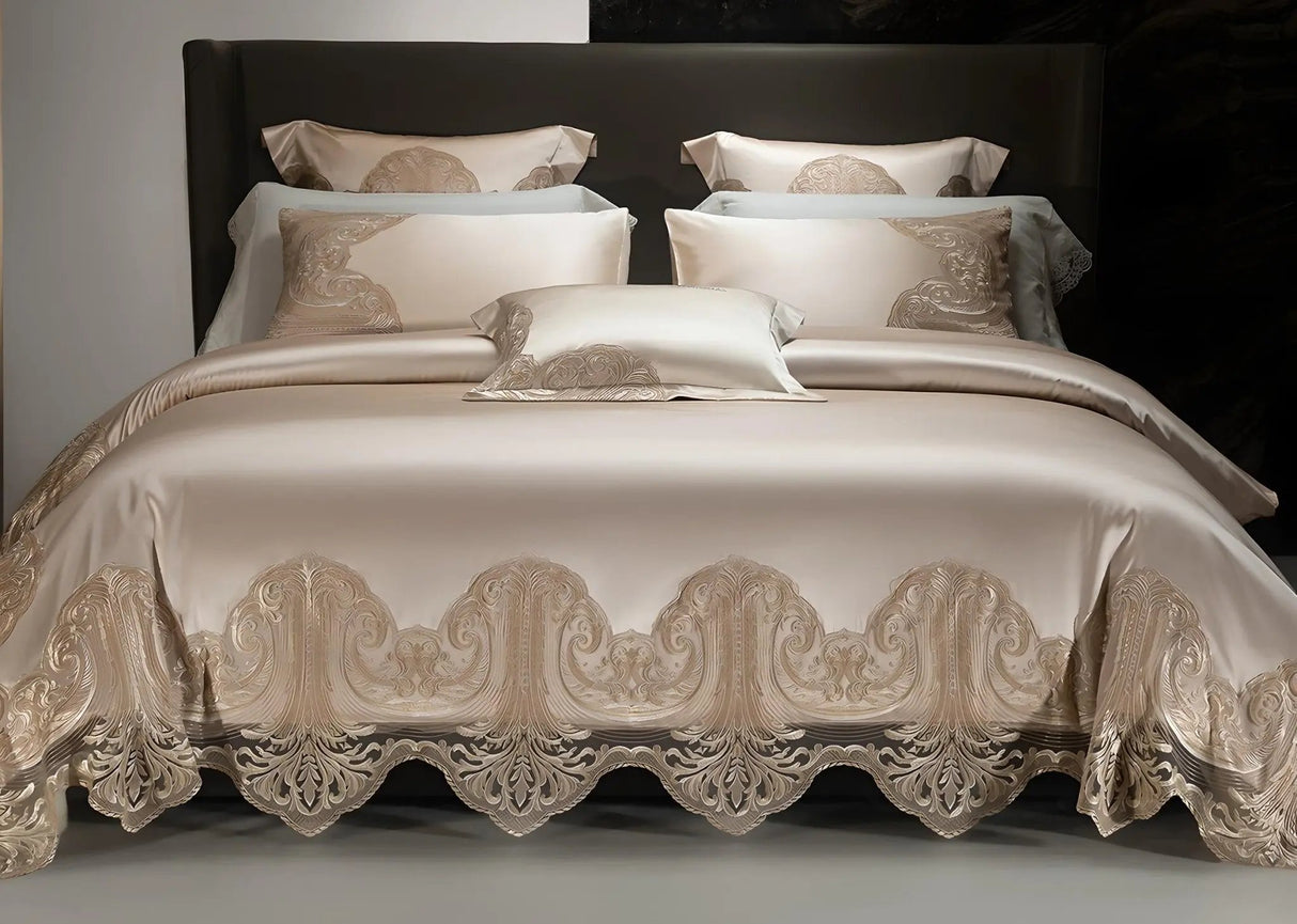 Luxury Pure Cotton Lace Bedding Set - Four-Piece European Style - Julia M LifeStyles