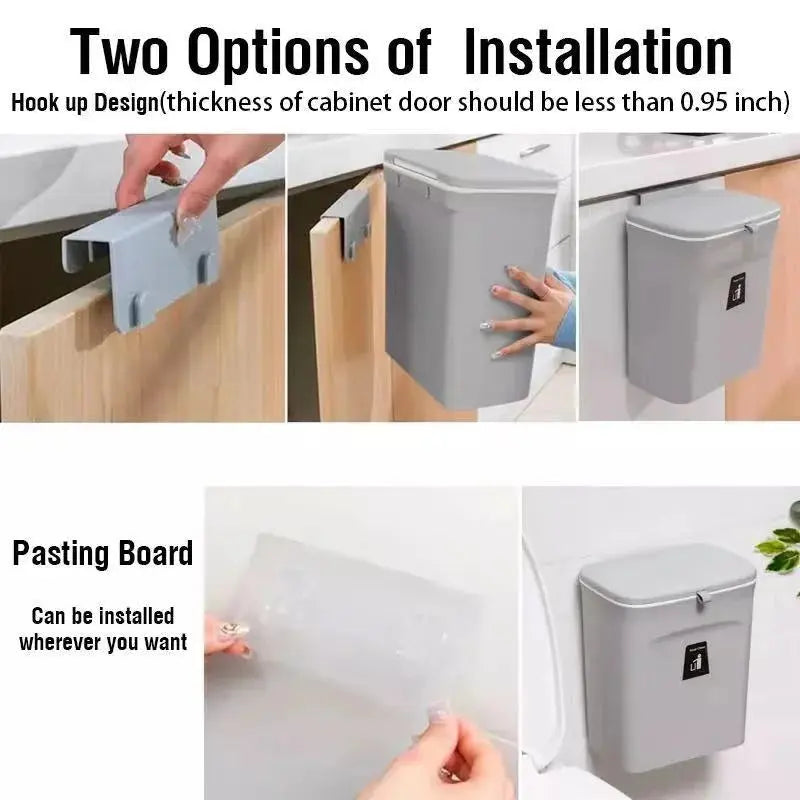 Space-Saving Wall-Mounted Kitchen Trash Bin Kitchen Trash Can Julia M Home & Kitchen