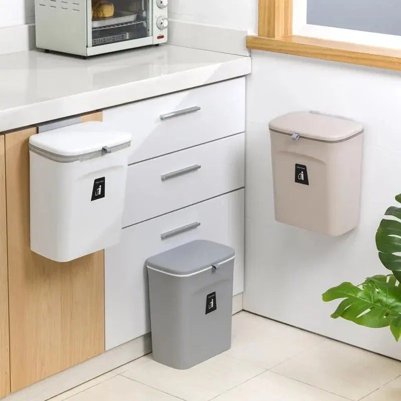 Space-Saving Wall-Mounted Kitchen Trash Bin Kitchen Trash Can Julia M Home & Kitchen