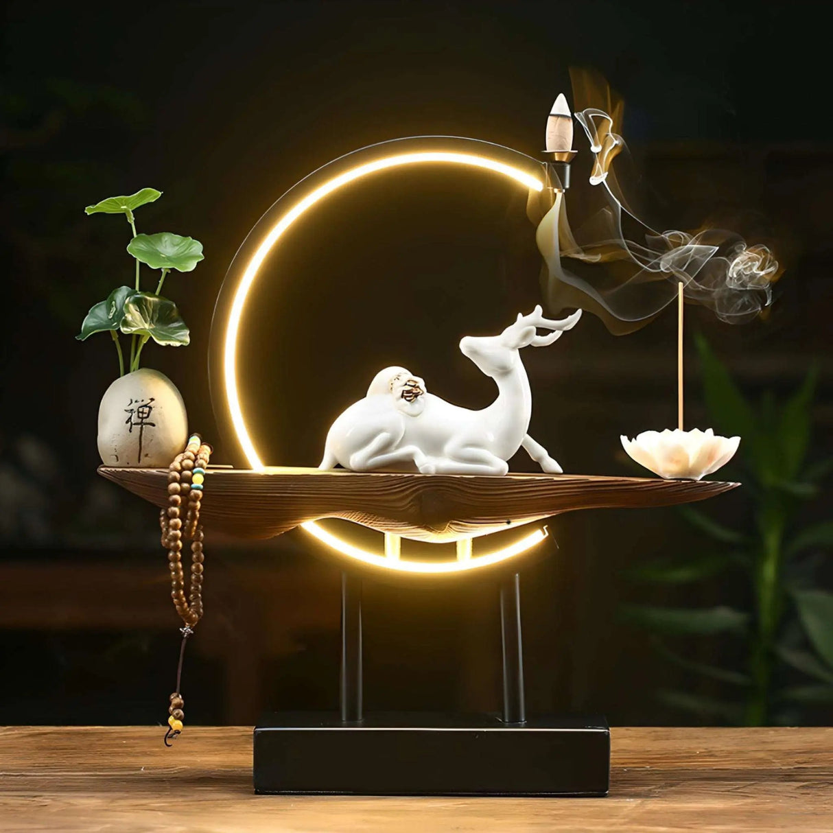 White Porcelain Deer USB Plug-In Light Ring - Julia M LifeStyles
