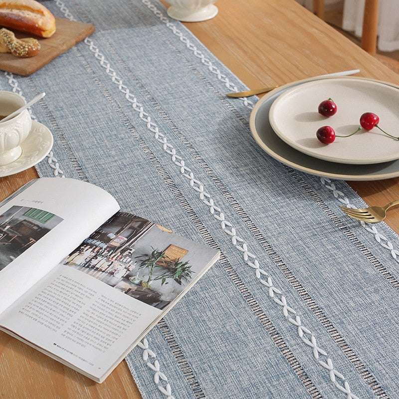 Rustic Table Runners with Handmade Tassel, Vintage Woven Cotton Linen - Julia M LifeStyles