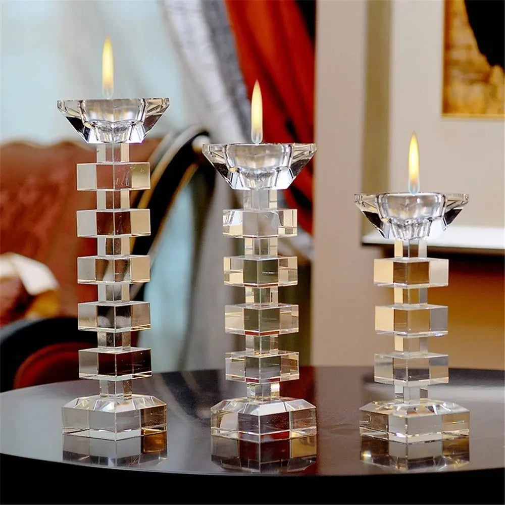 Elegant Crystal Glass Candle Holders for Romantic Weddings and Home Decor - Julia M LifeStyles