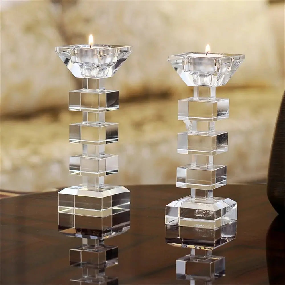 Elegant Crystal Glass Candle Holders for Romantic Weddings and Home Decor - Julia M LifeStyles