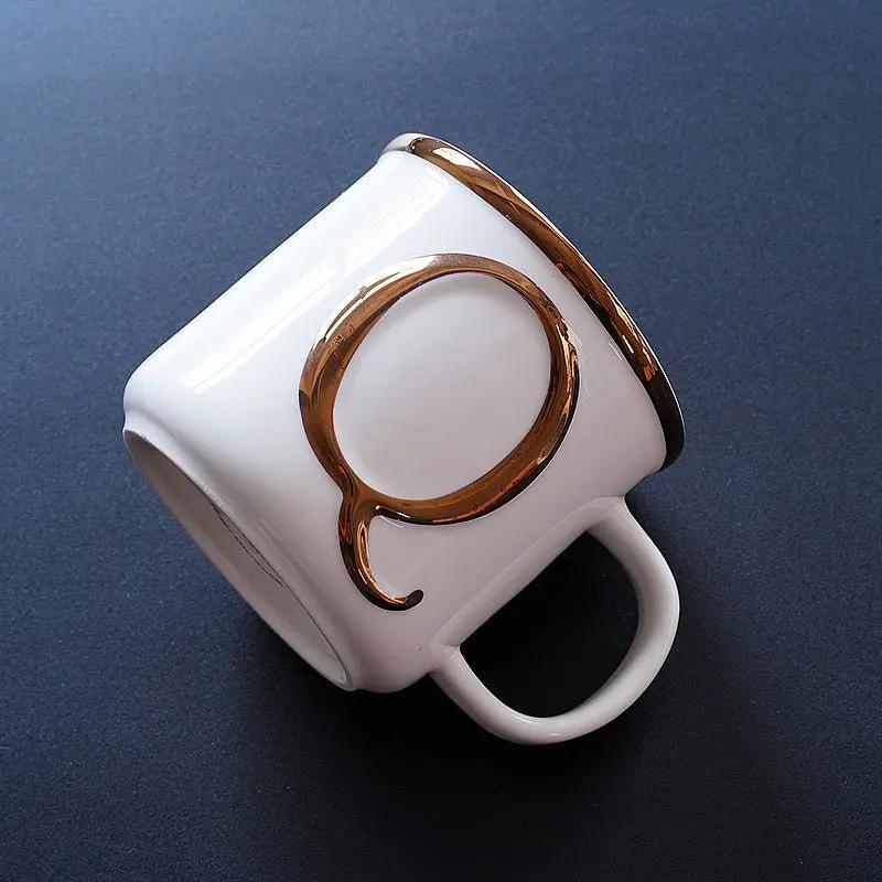 Scandinavian Gold Ceramic Mug with 3D Letters - Julia M LifeStyles