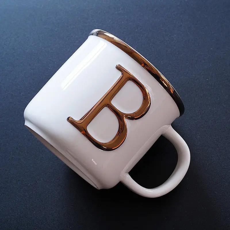 Scandinavian Gold Ceramic Mug with 3D Letters - Julia M LifeStyles