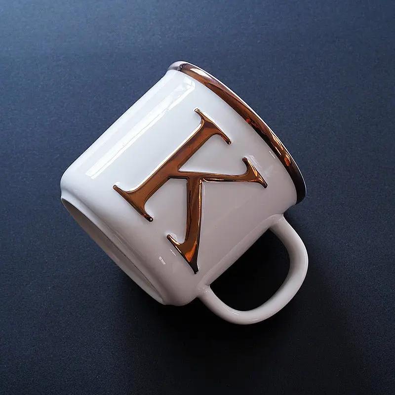 Scandinavian Gold Ceramic Mug with 3D Letters - Julia M LifeStyles
