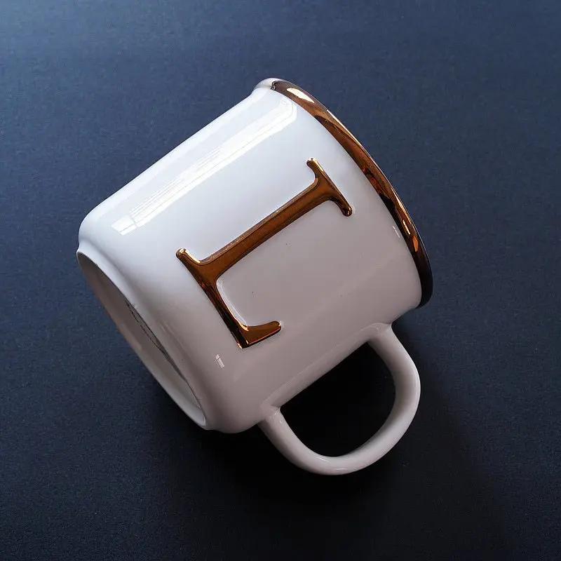 Scandinavian Gold Ceramic Mug with 3D Letters - Julia M LifeStyles