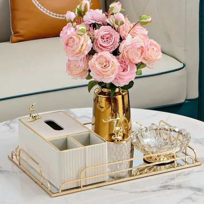 Modern Minimalist Multi - Functional Tissue Box White Accessible Luxury Paper Extraction Box Living Room Coffee Table Dining Table Classy Remote Control Storage - Julia M LifeStyles