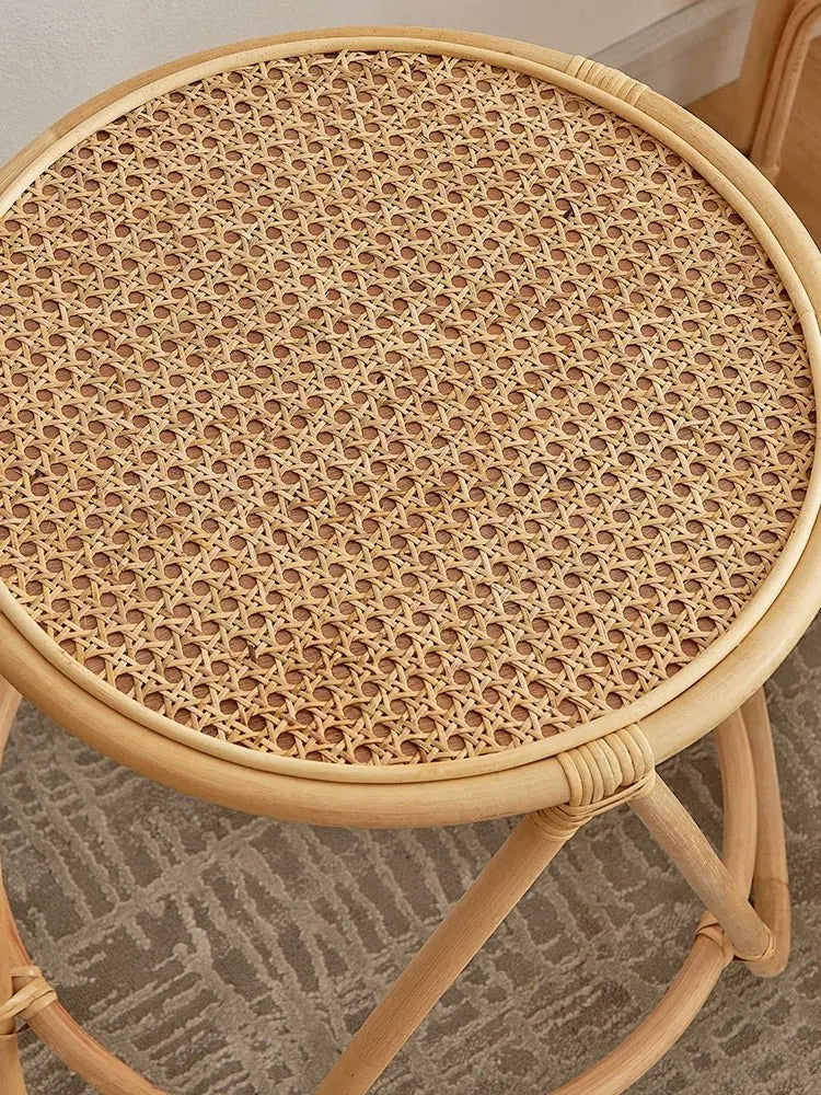 Japanese-Style Ins Rattan Glass Grid Red Small Coffee Table Minimalist Modern Creative Side Table Sofa Side Cabinet Double-Layer Small Table - Julia M LifeStyles