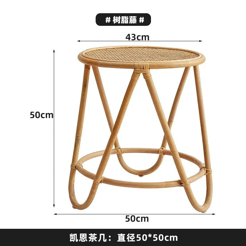 Japanese-Style Ins Rattan Glass Grid Red Small Coffee Table Minimalist Modern Creative Side Table Sofa Side Cabinet Double-Layer Small Table - Julia M LifeStyles