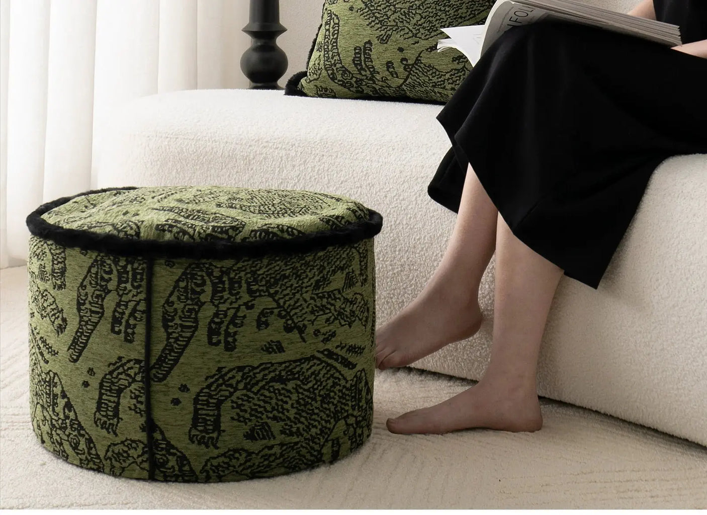 Retro Green Unique Tiger Pattern Living Room Accessible Luxury Sofa - Julia M LifeStyles